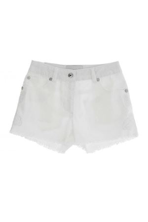 Shorts in denim bianco con frange ERMANNO SCERVINO KIDS | SFBE008CDS043B000